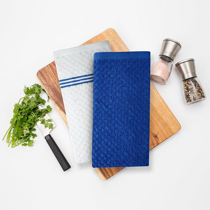Infinitee Xclusives Kitchen Towels - 6 Pack - Cotton Dish Towel |15" x 25"| | 100% Cotton, Highly Absorbent Tea Towels - Lint Free, Soft, Durable & Quick Dry, Ideal for Drying Dishes & Kitchen Cleaning