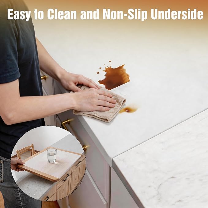 Silicone Mat for Kitchen Counter with Edge Protection – Quartz Countertop Protector, Heat Resistant & Non-Slip, Easy Clean, 100% Food Grade Silicone, 28"x20" (Translucent)