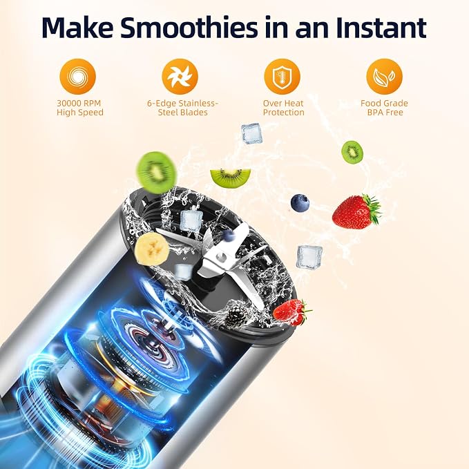1500W Smoothie Blender, 2×27oz Portable Cups, for Shakes & Ice Crush