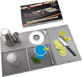 ZJWZLG 22"x12" Trifold Bar Mat with Cutting Board — 3-Zone Bartender Station, Extra Large Silicone Cocktail Mat, Folding Drink Prep Mat for Home Bar, Portable Bartending Accessories, Wipe-Clean(Grey)