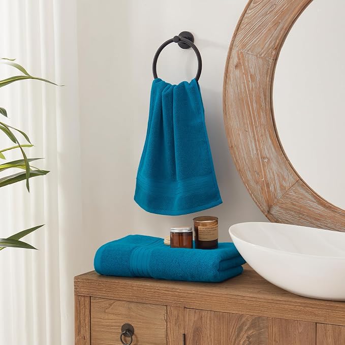 COZYART Luxury Bath Towel Set 6 Pcs Teal/Peacock Blue 100% Turkish Cotton | OEKO-Tex 100 Certified Zero Twist Ring Spun, 650GSM Soft Absorbent Quick Dry, Plush, Breathable Hotel Quality for Daily Use