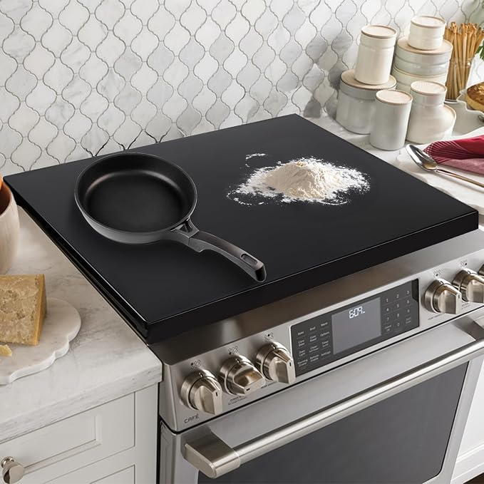 Gas Noodle Board Stove Cover: Mineye Gas Stove Top Cover Stainless Steel, Gas Stove Cover Board for Gas and Electric Stove Range Expanding Kitchen Space, Black, Large Size 30"x 22"x2.6"