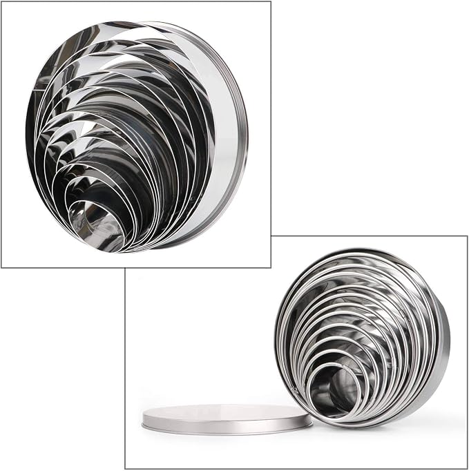 HULISEN Biscuit Cutter Set 11-Pc, Stainless Steel Round Cookie Cutters | Dishwasher Safe, Storage Tin, 11 Nested Sizes, Clean Cutting Edge, Scones Donuts English Muffins