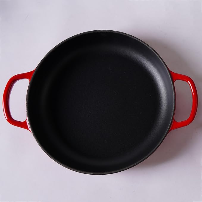 Enameled Cast Iron Bread Pan, Sourdough Artisan Bread Oven – Red – Round 26 cm, 6.25 L (6.6 qt) – Boule Pan with a Deep Lid for Steam Baking