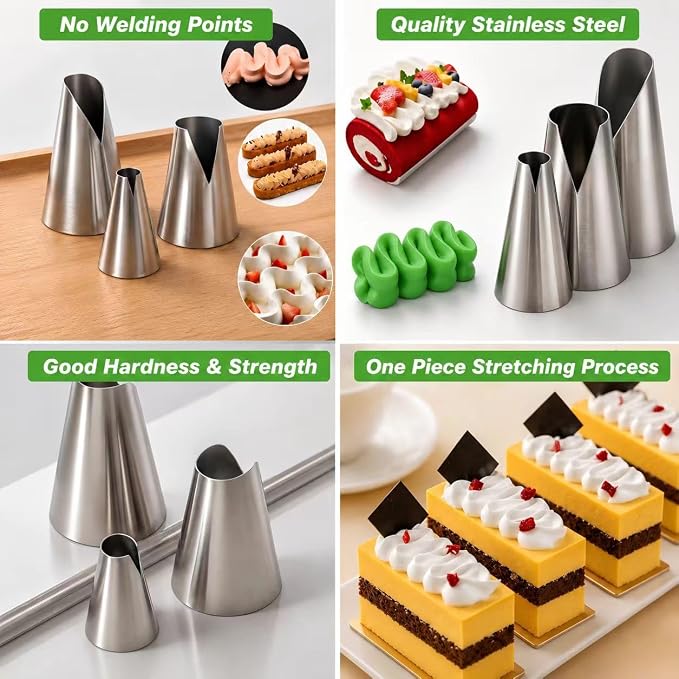 cake piping tips, Russian Piping Tips Set,V-shaped Wave Nozzles Piping Kit - DIY Icing Nozzle Tool for Cupcakes (V-shape)