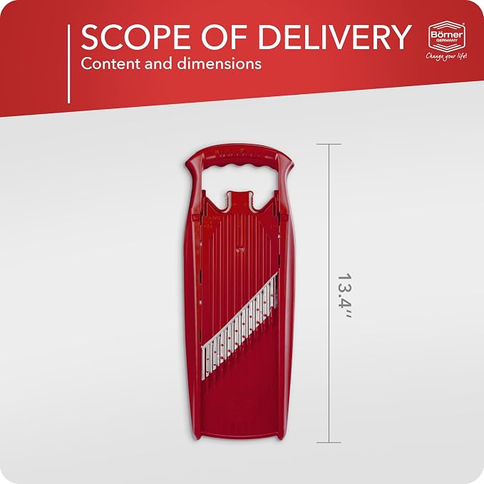 BORNER Wave waffle PowerLine | Vegetable Grater Börner - Quality Made in Germany, Color:Red