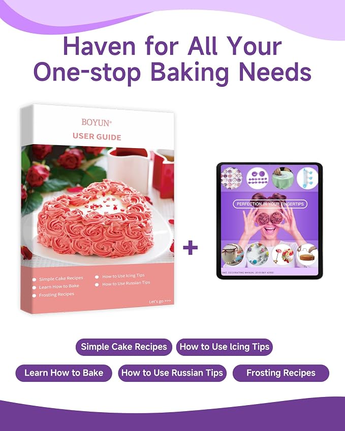 Cake Decorating Supplies Kit for Beginners, Set of 137 | Revolving Cake Turntable, 2 Spatulas, 3 Icing Comb Scraper, Leveler, Piping Bags and Tips Set, 64 Piping Tips with Book