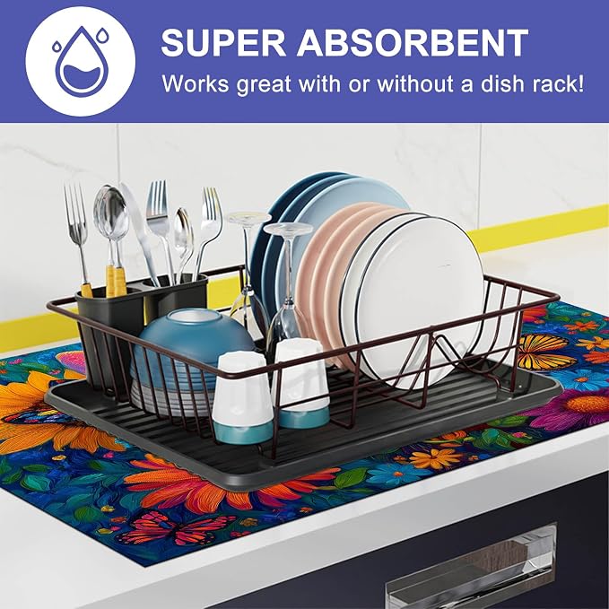 HOMETITUTE Vibrant Cat Stove Top Covers for Electric Stove Cover 28x20 Inches Heat Resistant Diatomite Glass Top Pad Protector Stovetop Cover Decorative Kitchen Mat for Cooktop Countertops and Sinks