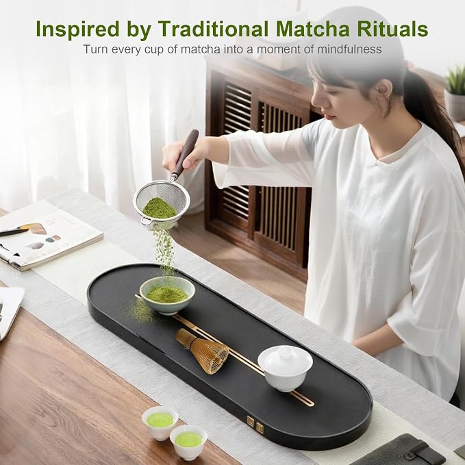 Matcha Sifter - Precision 30-Mesh Stainless Steel Fine Powder Strainer, Wooden Handle, 3-Inch Small Metal Sieve for Tea Ceremony & Cocoa, Hand Wash Recommended