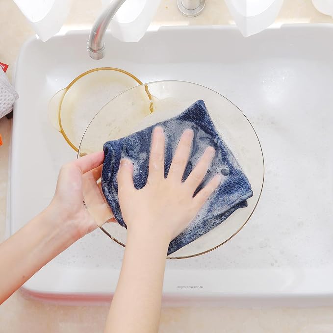 Homaxy 100% Cotton Waffle Weave Kitchen Dish Cloths 8-Pack, Navy Blue | 12 x 12 Inches, Ultra Soft Absorbent Dish Towels, Quick Drying Dish Rags with Hanging Loop