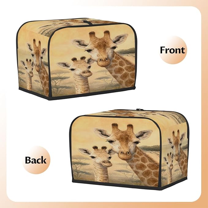 2 Slice Toaster Cover Giraffe Animal Cute Toaster Covers Two Slice Wide Slot Waterproof and Dustproof Covers for Wide Slot Toasters and Small Appliances Kitchen Decor Gifts