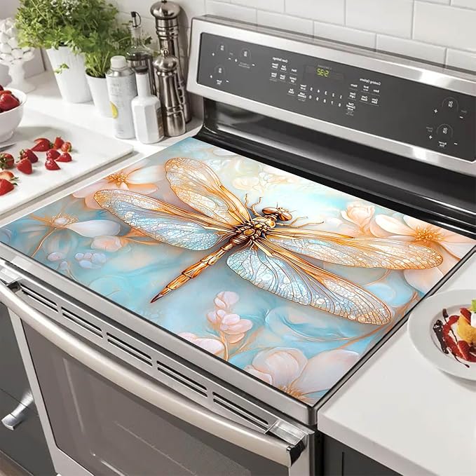 HOMETITUTE Dragonfly Stove Top Cover 28x20 Diatomite Heat Resistant Mat