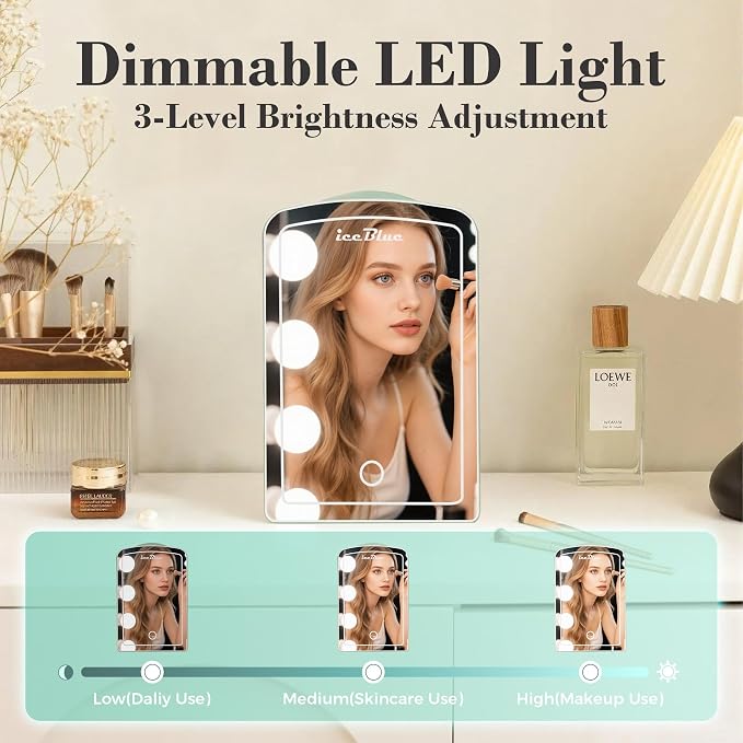Mini Fridge, 4 Liter /6 Cans Makeup Fridge with Dimmable LED Mirror - Green | Compact Mini Skincare Fridge for Beauty & Beverages, Dual-use Portable Tiny Fridge for Bedroom, Desk, Office, Home, Car, Gift