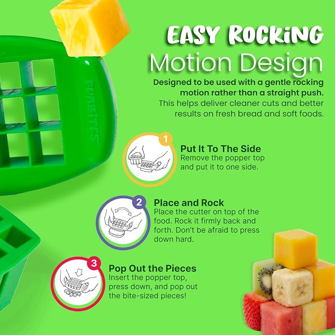 Sandwich Cutter for Kids Lunch, Crustless Bento 2-Pc Set, 1 Pack | Green Squares food cutter for toddlers, bite-size uncrustable shapes, bento lunch accessory, BPA-free, dishwasher safe