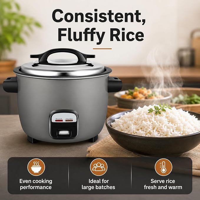 40 Cups Commercial Rice Cooker/Warmer | Large Capacity Rice Cooker is built to last through constant rigorous use.