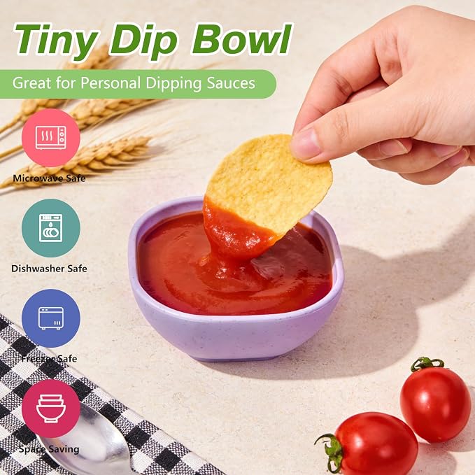 SHECIPIN 12 Pack Unbreakable Dipping Bowls, 4.5 OZ Soy Sauce Dishes，dipping sauce cups，small bowls for dips (Elegant purple)