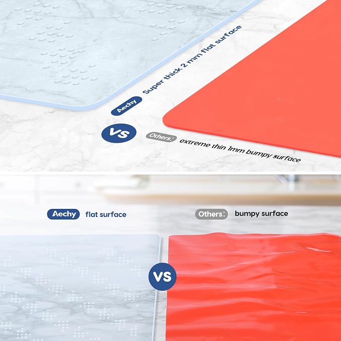 Silicone Mat for Kitchen Counter, 35.3" x 23.5" x 0.08", Clear | Extra Large, Heat Resistant, Waterproof, Nonslip, Multipurpose Countertop Protector, Shipped Rolled Up