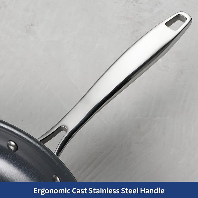 Tramontina Signature 12-Inch Tri-Ply Clad Stainless Steel Large Frying Pan | Ceramic Non Stick Interior, Induction-Ready Skillet, Oven-Safe