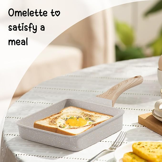 Caannasweis Granite Tamagoyaki Pan Japanese Breakfast Omelette Egg Pan | Nonstick Omelette Skillet Frying Pan Egg & Tamagoyaki Cooker Suitable for Gas Stove & Induction Cookware, PFOA PFOS Free
