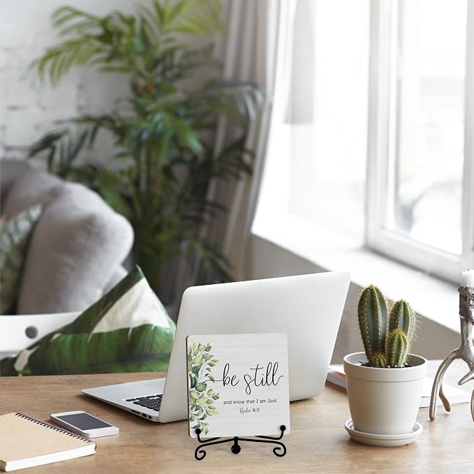 Home Decor, Farmhouse Be Still And Know That I Am God Shelf Decor For Living Room, Christian Gifts For Women Men, Entryway Tv Stand Fireplace Mantle Coffee Table Decoration (Still-10)
