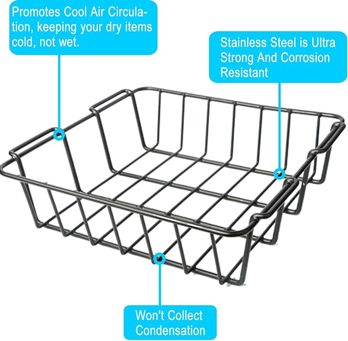 Cooler Basket for YETI Tundra 50 or 65,Inside Dry-Goods Basket Compatible with Cabela's 60QT, Igloo BMX 52QT, Ozark Trail 52QT,Pelican Elite (45 & 70) etc,Stainless Steel Wire Cooler Rack