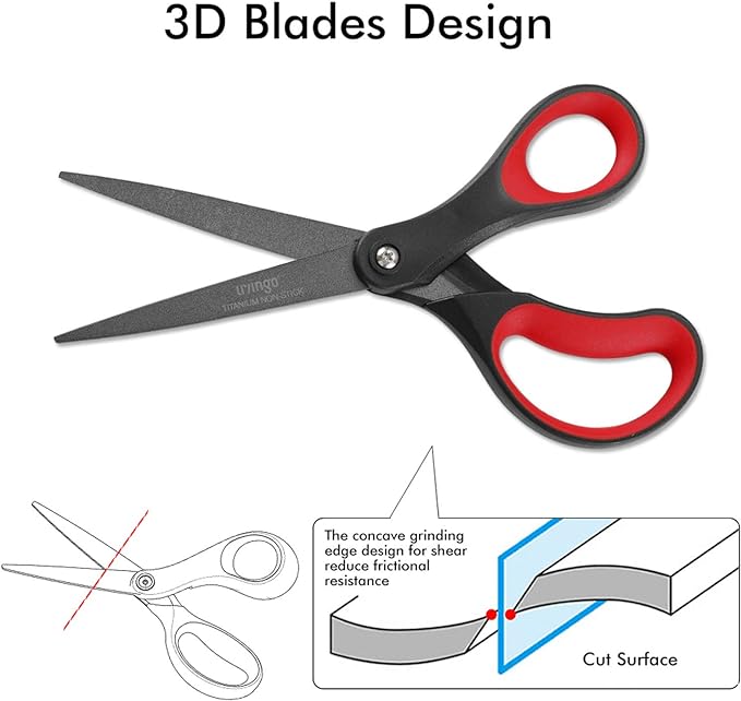 LIVINGO Scissors All Purpose Heavy Duty 8" Office Titanium Non Stick 2 Pack | Sharp Stainless Steel Blade, Comfort Grip Handle, DIY Craft, Paper Fabric Cutting, Home School Supplies