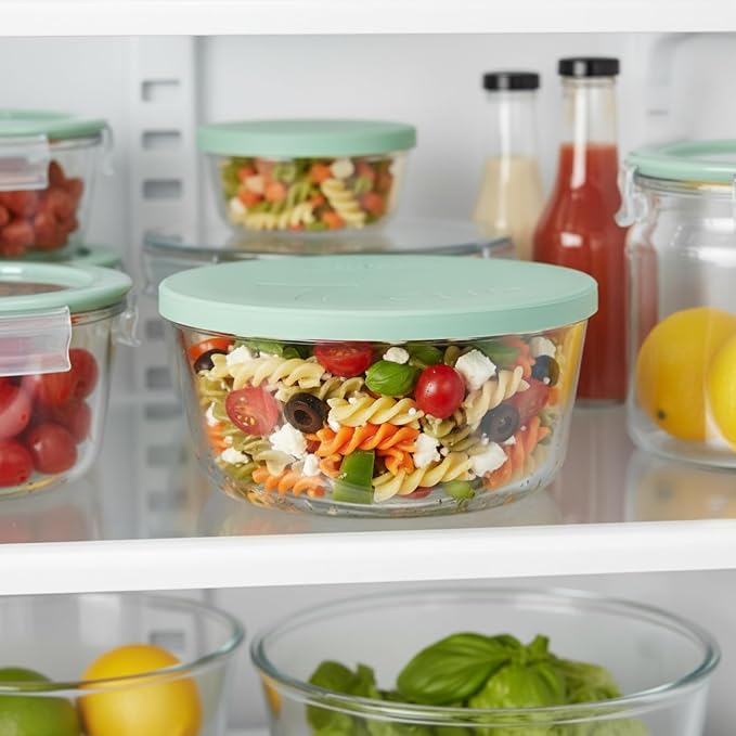 Yodecy Silicone Bowl Lids fit Pyrex Glass Bowls 7402-PC 7 Cup, fit Anchor Hocking Glass Bowls 7402-PC 7 Cup,Replacement Lids(2 Pack Pastel Green)