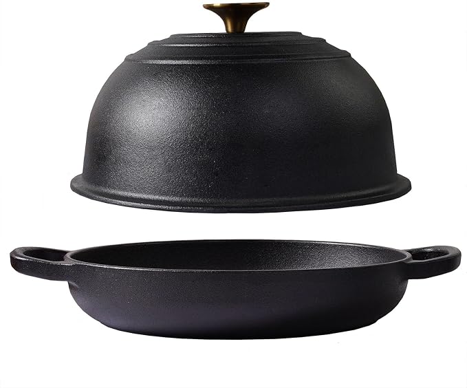 Cast Iron Bread Pan, Sourdough Artisan Bread Oven – Pre-Seasoned – Round 26 cm, 6.25 L (6.6 qt) – Boule Pan with a Deep Lid for Steam Baking