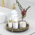 Oroyutor 9-Inch Oak Lazy Susan Vanity Tray, Gold Finish | Rotating oak tray organizes spices, toiletries and decor on kitchen counters, bathroom vanities, dining and coffee tables.