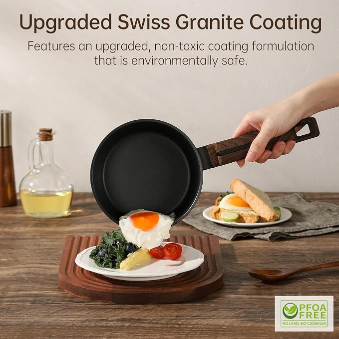 MsMk 1 QT Nonstick Saucepan with Lid, Grey Induction Cooking Pot | Non Toxic, Even Heating, Easy Clean, Dishwasher Safe, suitable for gas & electric & induction stoves, PFOA & PFAS Free