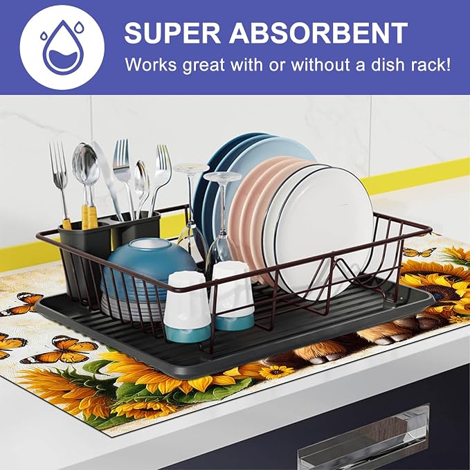 HOMETITUTE Highland Calf Stove Top Cover 28x20 Sunflower Diatomite Mat