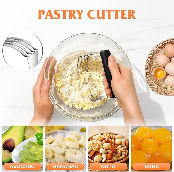 Pastry Cutter Biscuit Cutter Dough Cutters, Pastry Cutter Tool | Stainless Steel Pastry Blender Baking Dough Tools, Round Biscuit Cutters, Sturdy & Long-Lasting, Gift Package (3 Pcs/Set)