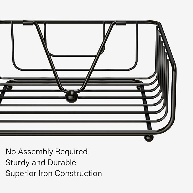 Napkin Holder for Table with Weighted Arm, Dinner Metal Flat Napkin Holders for Paper Napkins, Outdoor Napkin Dispenser Restaurant (Black)