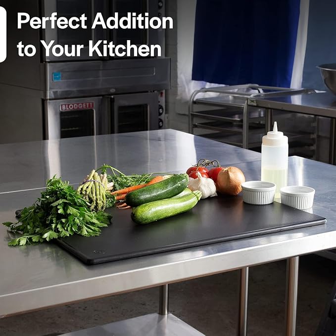 Thirteen Chefs Extra Large 24 x 18 Black Cutting Board, 0.5 Inch Thick HDPP, NSF Certified for Food Service and Professional Kitchens