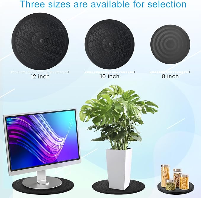 Eichzer 12 Inch Lazy Susan Turntable, Heavy Duty Swivel Stand, 2 Pcs | Steel Ball Bearings, 360 Degree Smooth Rotation, Multi Use for Model, Plants, Crafts, TV, Monitor, Laptop Display