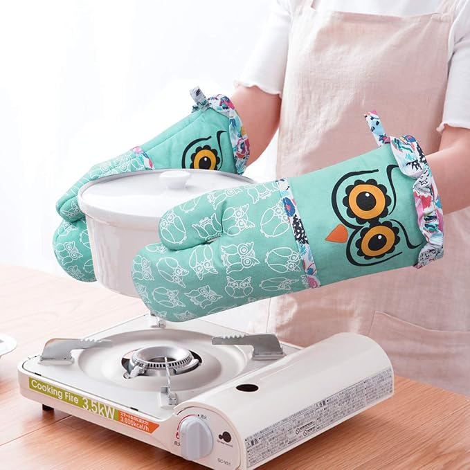 Alselo Oven Mitts, 7"x13.5", 1 Pair | Silicone Printed, Kitchen Mittens