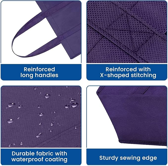 Reusable Grocery Shopping Bags 10 Pack Large Foldable Tote Bags Bulk | Eco Produce Bags with Long Handle for Shopping Groceries Clothes (5 Assorted Colors)