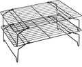 P&P CHEF Cooling Rack Set of 2, 2-Tier 15" x 10" Stackable Rack, Black | Stainless Steel Stackable Wire Cooling Racks for Baking Cooking Roasting, Collapsible & Heavy Duty, Oven Safe & Easy Clean