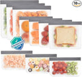 Serfeymi 10 Pack Reusable Gallon Freezer Dishwasher Safe, Extra Thick Reusable Plastic Bags BPA Free, Leak Proof Food Storage Bags with 3 Sizes for Meat, Travel, Fruit - 3 Gallon 4 Sandwich 3 Snack
