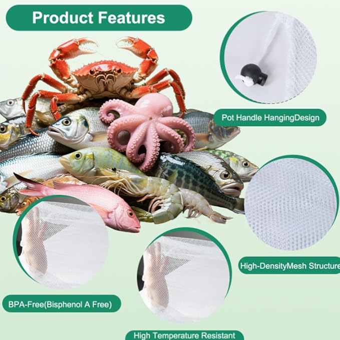 6 large Reusable Seafood Boil Bags, 19x30 Inches Cooking Bags with Drawstring, Food Storage, Sturdy， Easy Clean, Meal Prep, Heat-Resistant for Seafood Boil Party, Family Dinner.