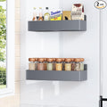 Mystozer Magnetic Spice Rack for Refrigerator, Kitchen Organizer and Storage Shelf, Grey(2 Pack)