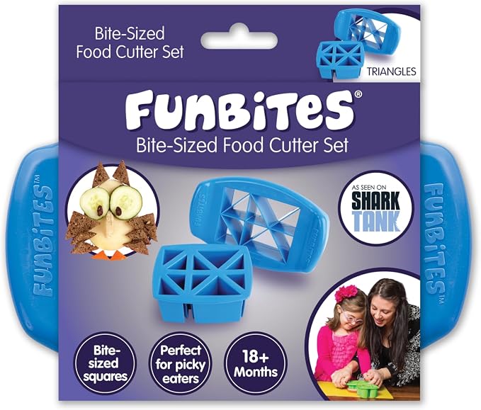 Sandwich Cutter for Kids Lunch, Crustless Bento 2-Pc Set, 1 Pack | Blue Triangles food cutter for toddlers, bite-size uncrustable shapes, bento lunch accessory, BPA-free, dishwasher safe