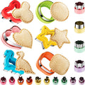 20Pcs Sandwich Cutters & Sealers for Kids Lunch, Cookie Fruit Shape Cutters | Uncrustable Sandwich Maker Vegetable Food Cutter Shapes for Toddlers, Lunch & Bento Box Accessories with Heart Dinosaur Star