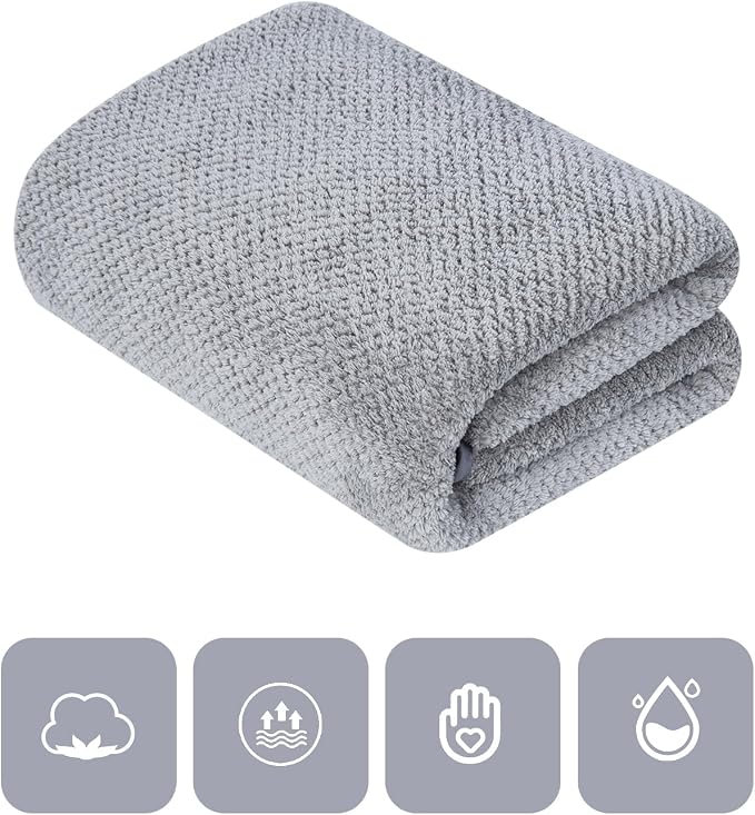 Extra Large Bath Towel Set of 2 (35"x70"),Oversized Bath Sheet Super Soft Highly Absorbent Jumbo Bathroom Towel Set Microfibers Quick Dry Shower Towel for Hotel,Bathroom,Guest,Spa,Gym (2PCS Grey)