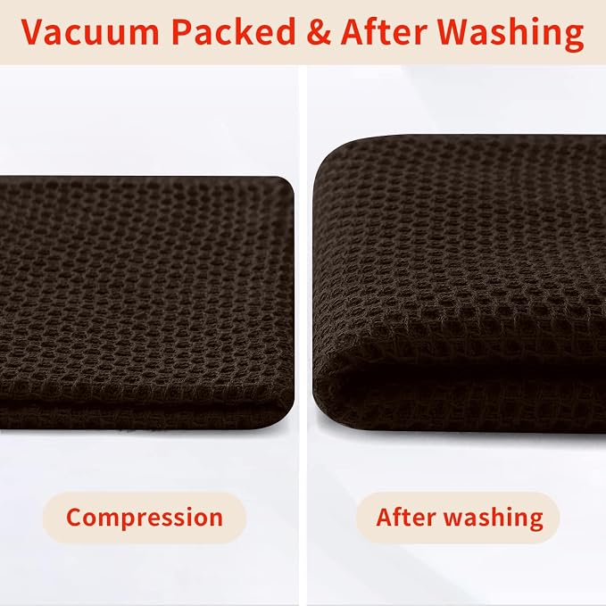 Homaxy 100% Cotton Waffle Weave Kitchen Dish Cloths, 7-Pack, Dark Brown | 12 x 12 Inches, Ultra Soft Absorbent Dish Towels, Quick Drying Dish Rags with Hanging Loop