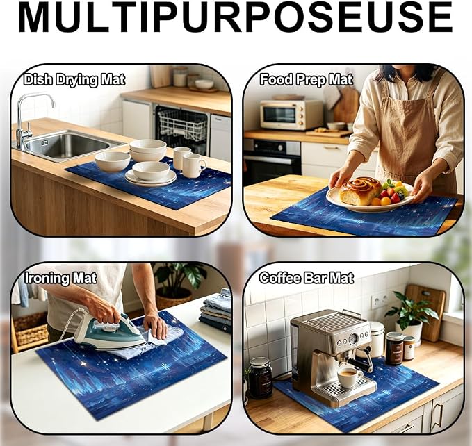 Blue Starlight Stove Top Cover 28.35x20.47 in Non Slip Mat | Heat Resistant Cooktop Protector Mat with Non-Slip Backing, Scratch Protection and Countertop Drying Mat.