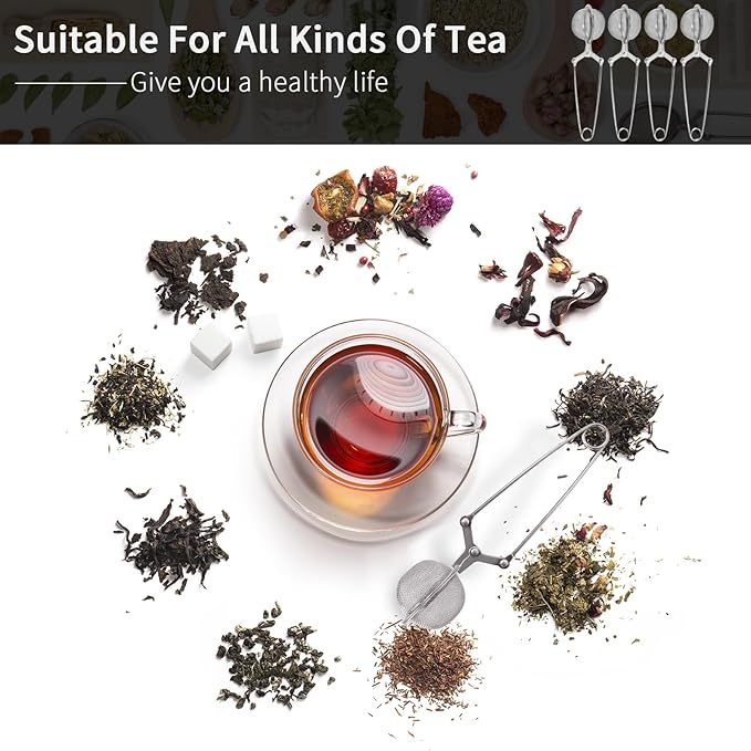 Tea Strainers for Loose Tea, 12 Pack Tea Infuser with Handle Fine Mesh Tea Ball Filter Tea Diffusers Steeper for Loose Leaf Tea, Spices, Seasonings