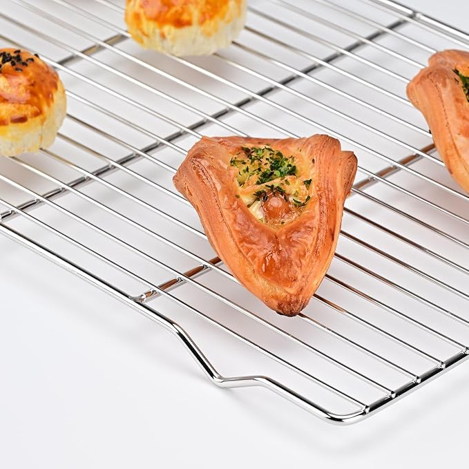 2-Pack Cooling Racks for Baking, 10x15 Inch, Heavy Duty Stainless Steel Wire Cookie Rack Fits Half Sheet Pan, Oven Safe Cooling Rack Set, Dishwasher Safe & Non-Toxic