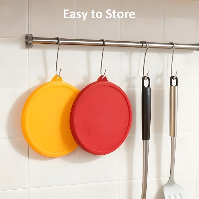 4 Cup Round Silicone Storage Cover Lids Replacement for Anchor Hocking and Pyrex 7201-PC Glass Bowls (Container not Included) (Red & Orange) 2 Pack
