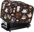 Toaster Cover 2 Slice with Coffee Pattern Dustproof Bread Maker Cover Fingerprint Bakeware Protection Wide Slot Toaster Bag Reusable Kitchen Small Appliance Cover